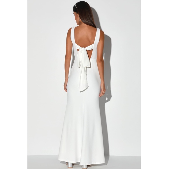 NEW LULUS This Bliss IVORY Sleeveless TIE-BACK Mermaid Maxi WEDDING DRESS Gown - Picture 8 of 16